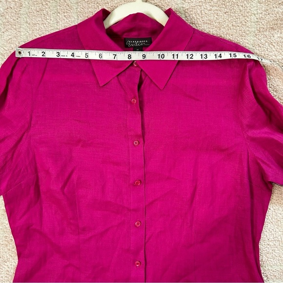 NWT Classiques Entier Fuchsia Long Line Shirt Tunic Size Medium 100% Linen - Picture 5 of 14